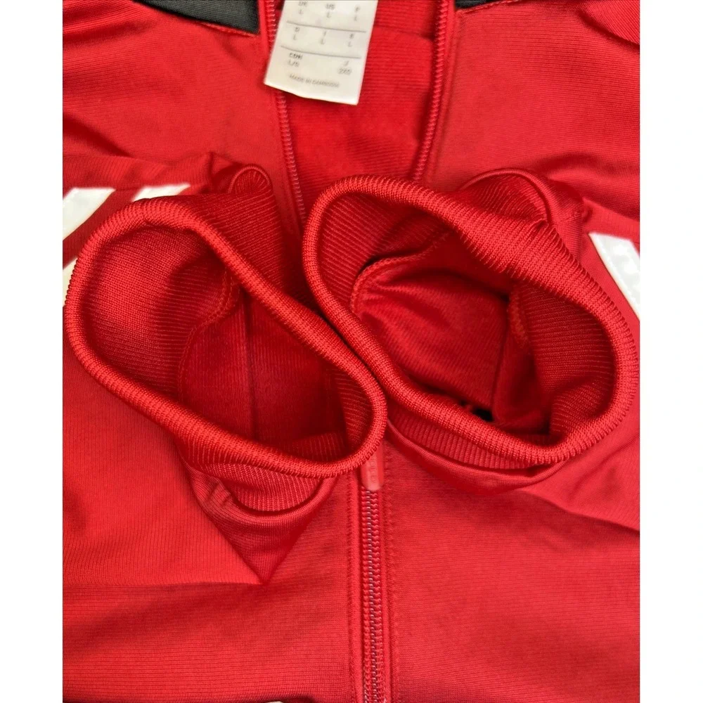 Adidas Men's Large Full Zip Volleyball‎ Warm Up Jacket D82934 3 Stripes Red